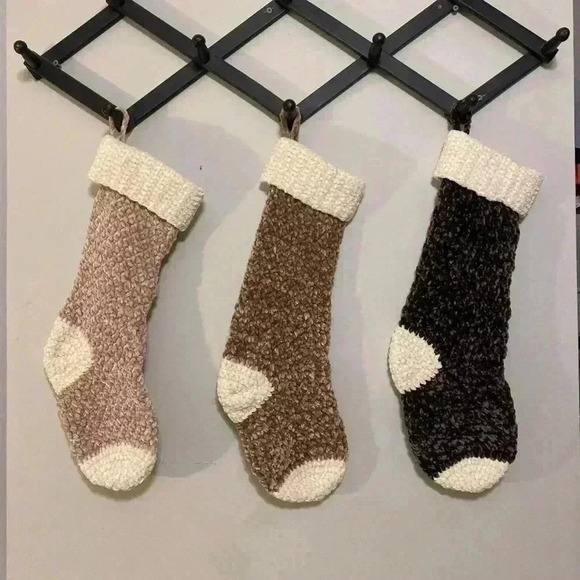 Velvet Christmas Stockings Neutral Brown(s) Handmade - Farmhouse Stocking - Picture 2 of 6